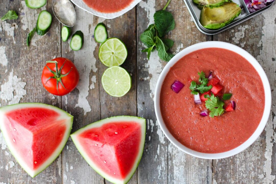 Wassermelonen-Diät-Diätmenü zur Gewichtsreduktion. 